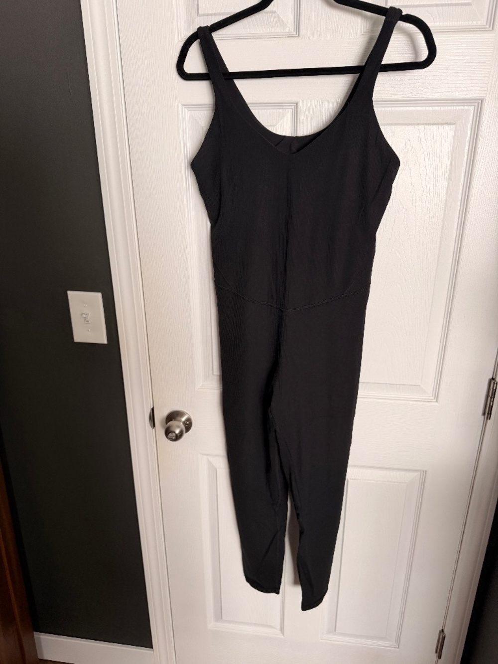 Lululemon Black Ribbed Unitard Jumpsuit Bodysuit Size 12